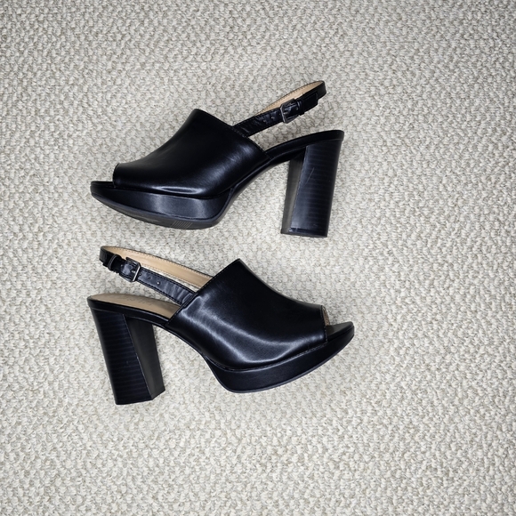 Naturalizer Black Platform Slingback Heels 7.5 - Picture 1 of 5
